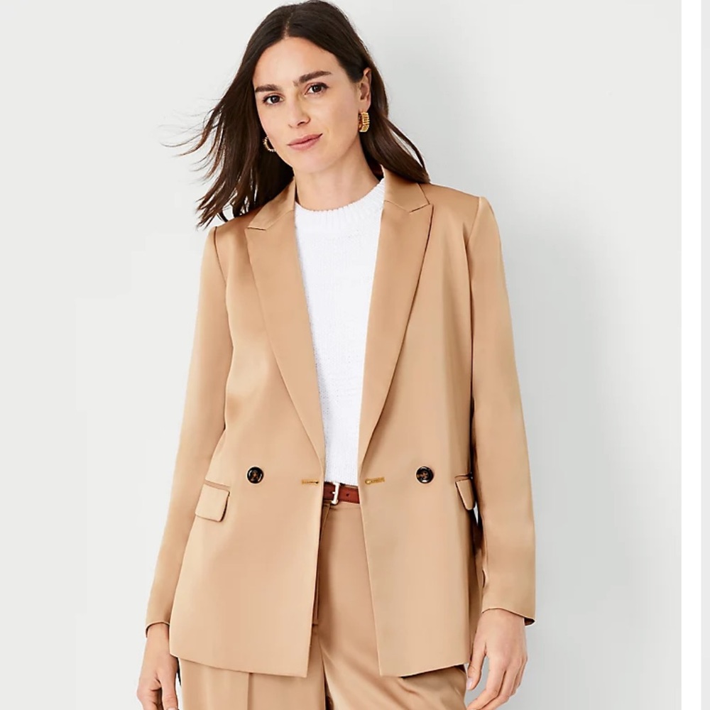 Ann Taylor Relaxed Double Breasted Long Blazer